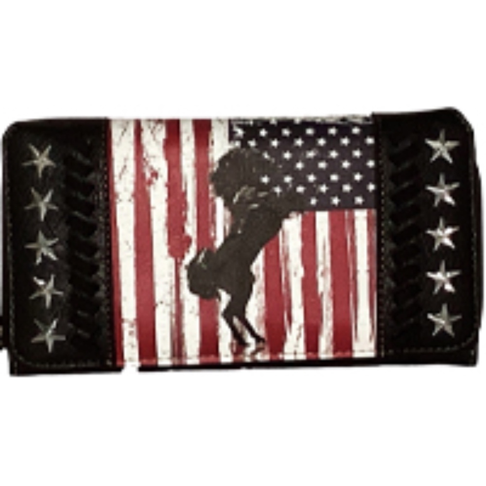 Horse Gifts for Women American Flag Wallet Clutch Western Cowgirl Trifold